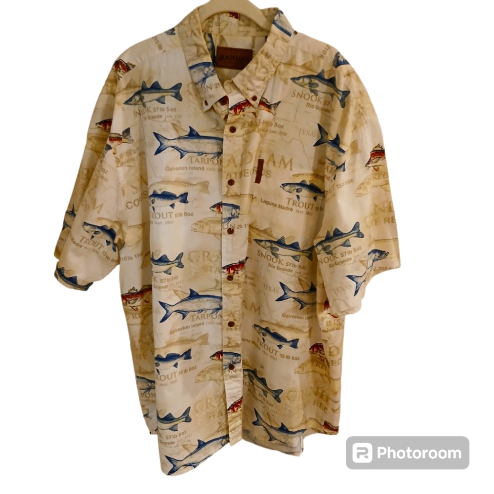 Magellan Men's Fishing Print Button Down Shirt Size XXL